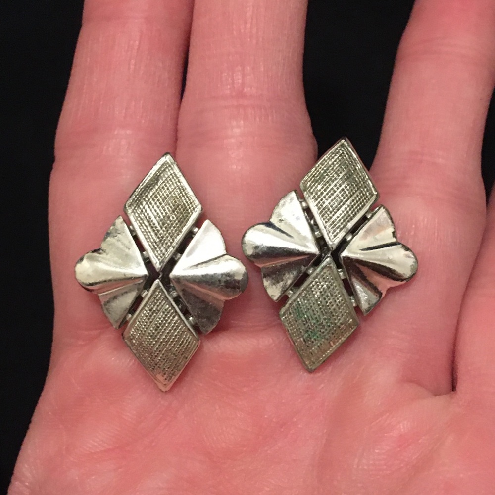 Vintage Silver Tone Clip On Earrings